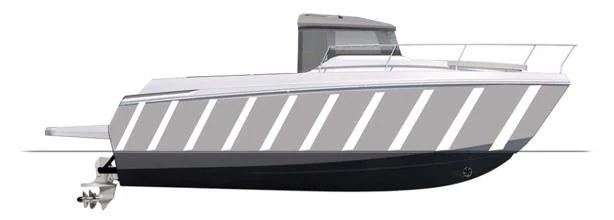Figura ufficiale della domanda: Con riferimento al disegno rappresentato in figura, quale porzione dello scafo è indicata dalle linee trasversali?