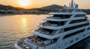 Yacht ormeggiato in porto siciliano al tramonto